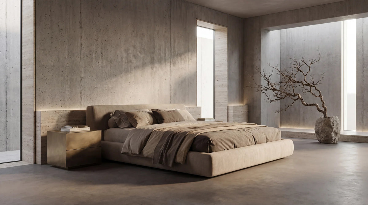 Comodino YORU in ottone in camera da letto