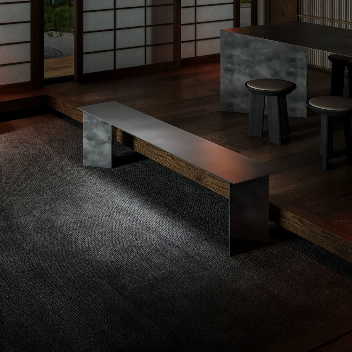 ZEN BENCH Sitzbank aus gebürstetem Edelstahl – Ansicht 9